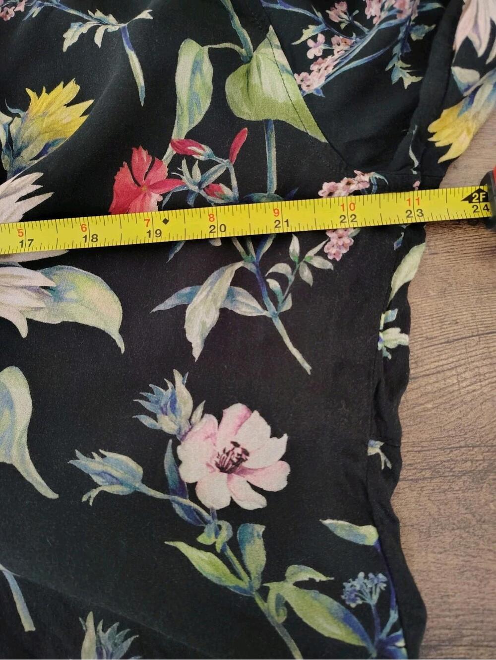 ZARA BLOUSE TUNIC BLACK FLORAL MULTICOLORED 3/4 SLEEVES femi - Picture 5 of 8